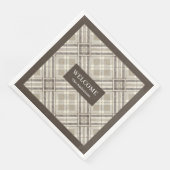 Minimalist Napkins Custom Name Beige Ivory Brown Servet (Hoek)