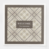 Minimalist Napkins Custom Name Beige Ivory Brown Servet (Voorkant)