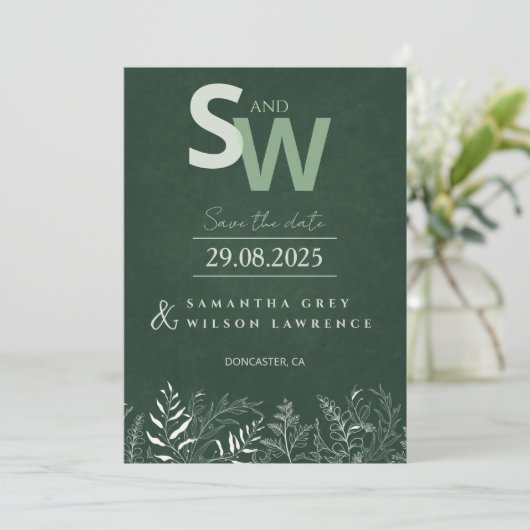 Minimalist Nature-inspired Leafy Save the Date Kaart (Staand voorkant)