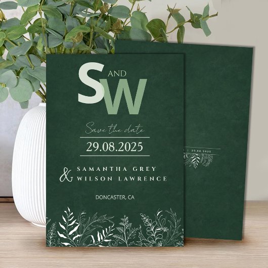 Minimalist Nature-inspired Leafy Save the Date Kaart