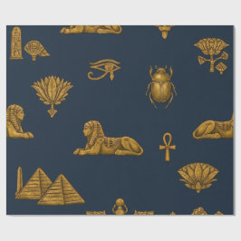 Minimalist Navy & Antique Gold Egyptian Pattern Cadeaupapier