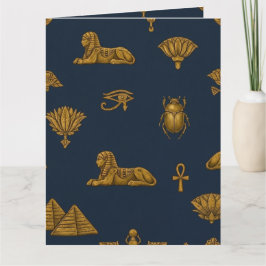 Minimalist Navy & Antique Gold Egyptian Pattern Kaart