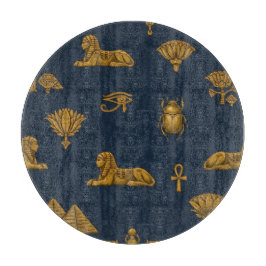 Minimalist Navy & Antique Gold Egyptian Pattern Snijplank