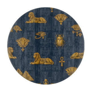 Minimalist Navy & Antique Gold Egyptian Pattern Snijplank