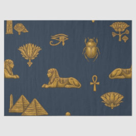 Minimalist Navy & Antique Gold Egyptian Pattern Tissuepapier