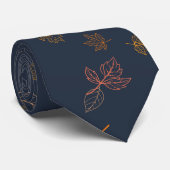 Minimalist Navy Autumn Leaf Modern Fall Design Stropdas (Opgerold)