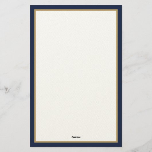 Minimalist Navy Blue and Gold Monogram Briefpapier (Achterkant)
