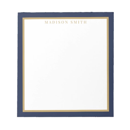 Minimalist Navy Blue and Gold Monogram Notitieblok (Voorkant)