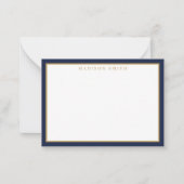 Minimalist Navy Blue and Gold Monogram Notitiekaartje (Voorkant)