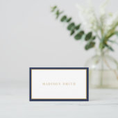 Minimalist Navy Blue and Gold Professional Visitekaartje (Staand voorkant)