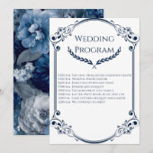 Minimalist Navy Blue and White Wedding Program Programmakaart (Voorkant / Achterkant)