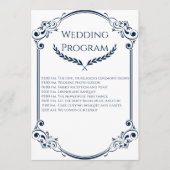 Minimalist Navy Blue and White Wedding Program Programmakaart (Voorkant)