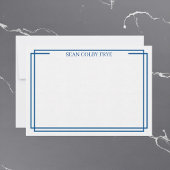 Minimalist Navy Blue Border Note Card Stationery