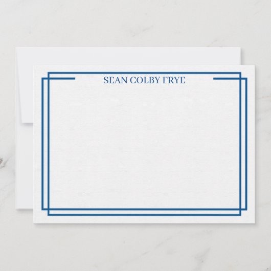 Minimalist Navy Blue Border Note Card Stationery (Voorkant)