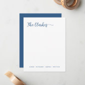 Minimalist Navy Blue Family Stationery Vertical Notitiekaartje (Voorkant / Achterkant in situ)