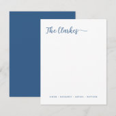 Minimalist Navy Blue Family Stationery Vertical Notitiekaartje (Voorkant / Achterkant)
