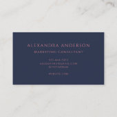 Minimalist Navy Blue Logo Vrouwelijk Visitekaartje (Achterkant)