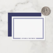 Minimalist Navy Blue Two Border Monogram Notitiekaartje (Voorkant / Achterkant in situ)