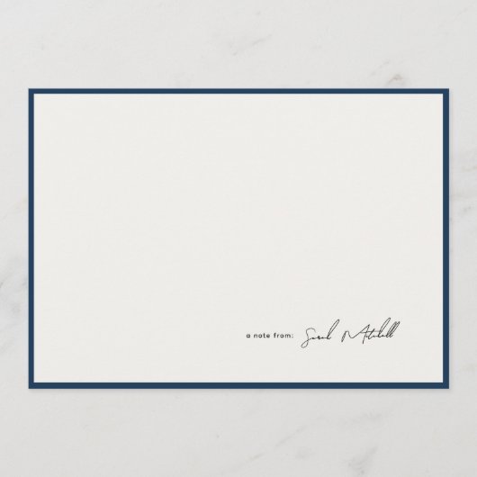 Minimalist Navy Border Personalized Script Notitiekaartje (Voorkant)
