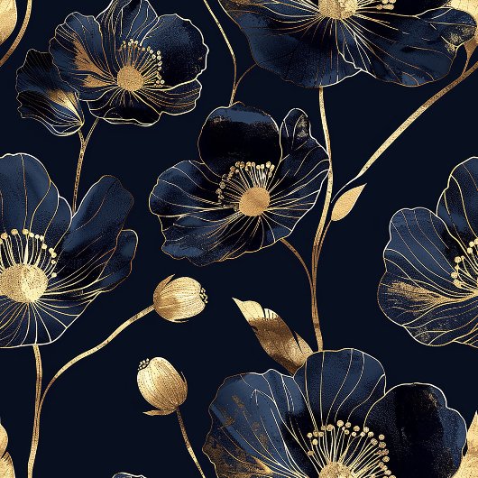 Minimalist Navy Towel Gold Flowers Monogram Touch Theedoek