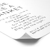 Minimalist Neem een deken trouwbord Poster (Hoek)