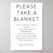 Minimalist Neem een deken trouwbord Poster (Voorkant)