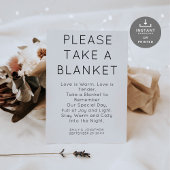 Minimalist Neem een deken trouwbord Poster