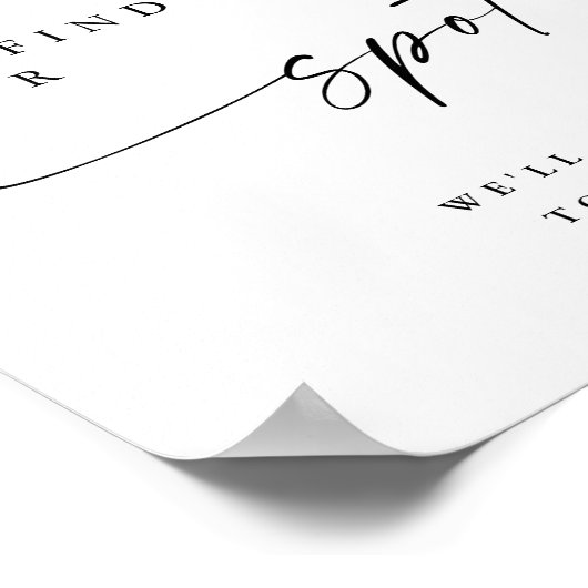 Minimalist Neem een Drink Trouwstoel Teken Poster (Hoek)