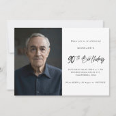 Minimalist negentig zwart wit 90ste foto Verjaarda Kaart (Voorkant)