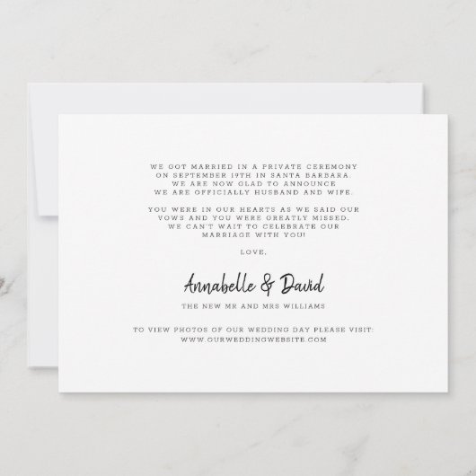 Minimalist net getrouwd aankondiging (Achterkant)