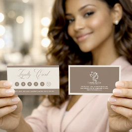 Minimalist Neutral Beige Beauty Loyalty Card 