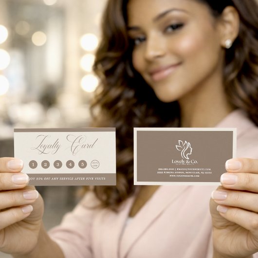 Minimalist Neutral Beige Beauty Loyalty Card 