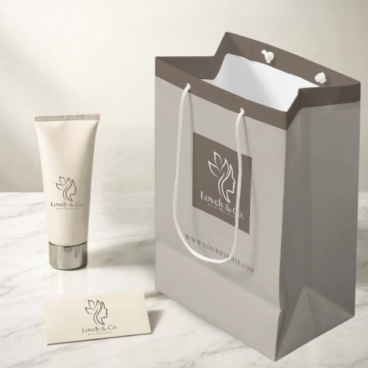 Minimalist Neutral Beige Beauty Paper Gift Bag Medium Cadeauzakje