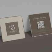 Minimalist Neutral Beige Beauty QR code  Vierkante Visitekaartje