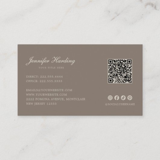 Minimalist Neutral Beige Beauty QR code  Visitekaartje (Voorkant)