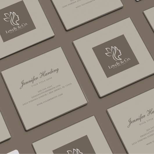 Minimalist Neutral Beige Beauty Square  Vierkante Visitekaartje