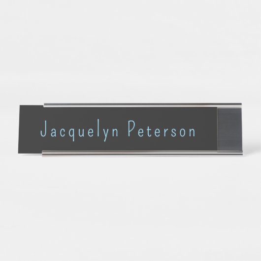 Minimalist Neutral Black Blue Elegant Modern Bureau Naambordje (Voorkant)