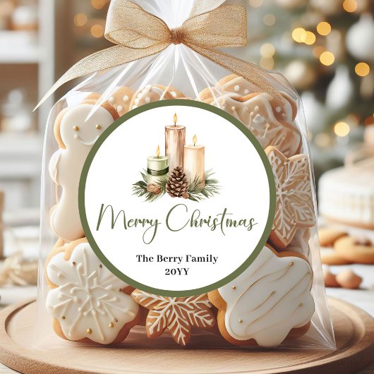 Minimalist Neutral Christmas Tree Personalized  Ronde Sticker