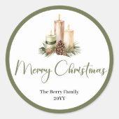 Minimalist Neutral Christmas Tree Personalized  Ronde Sticker (Voorkant)