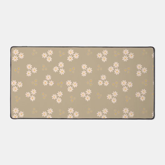 Minimalist Neutral Cream Daisy Floral Custom Bureaumat (Voorkant)