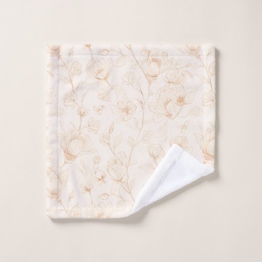 Minimalist Neutral Wildflower Bad Handdoek (Wasdoekje)