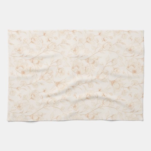 Minimalist Neutral Wildflower Kitchen Towel Theedoek (Horizontaal)