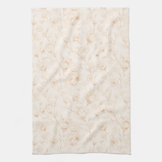 Minimalist Neutral Wildflower Kitchen Towel Theedoek (Verticaal)