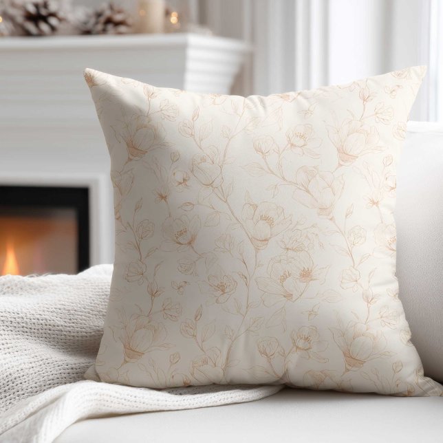 Minimalist Neutral Wildflower Kussen (Creator heeft geüpload)