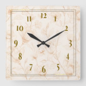 Minimalist Neutral Wildflower Wall Clock Vierkante Klok (Voorkant)