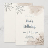 Minimalist Neutral Winter Birthday Invitation Kaart (Voorkant / Achterkant)