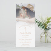 Minimalist New Date Botanical Postponed Wedding Save The Date (Staand voorkant)