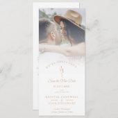 Minimalist New Date Botanical Postponed Wedding Save The Date (Voorkant / Achterkant)