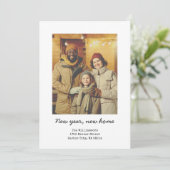 Minimalist New Home Address Moving New Year Photo Feestdagenkaart (Staand voorkant)