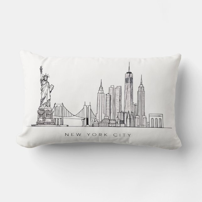 Minimalist New York City Skyline Line Art Kussen (Voorkant)